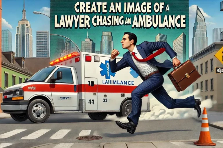 Create an Image of a Lawyer Chasing an Ambulance